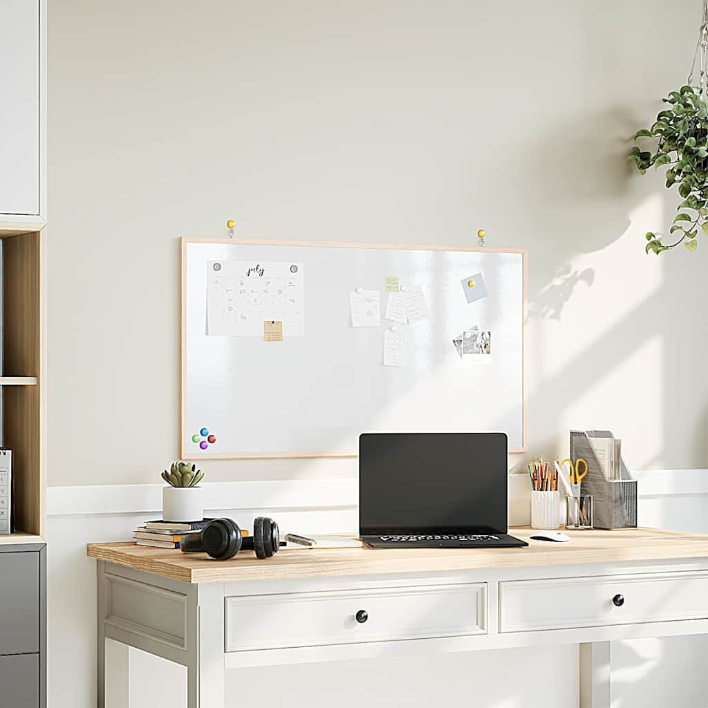 Vidaxl Magnetic Whiteboard With Solid Pine Wood Frame White 55cm H x 100cm W x 1.5cm D