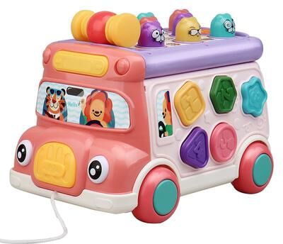DynamicDeals Melody PlayBus Interactive Learning Toy With Lights, Sounds & Shape Sorter pink