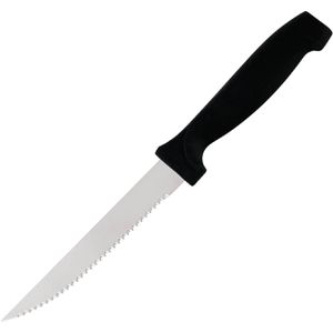 WAS Steakmesser 6 Stück, 11 cm Edelstahlklinge mit Wellenschliff, Kunststoffgriff