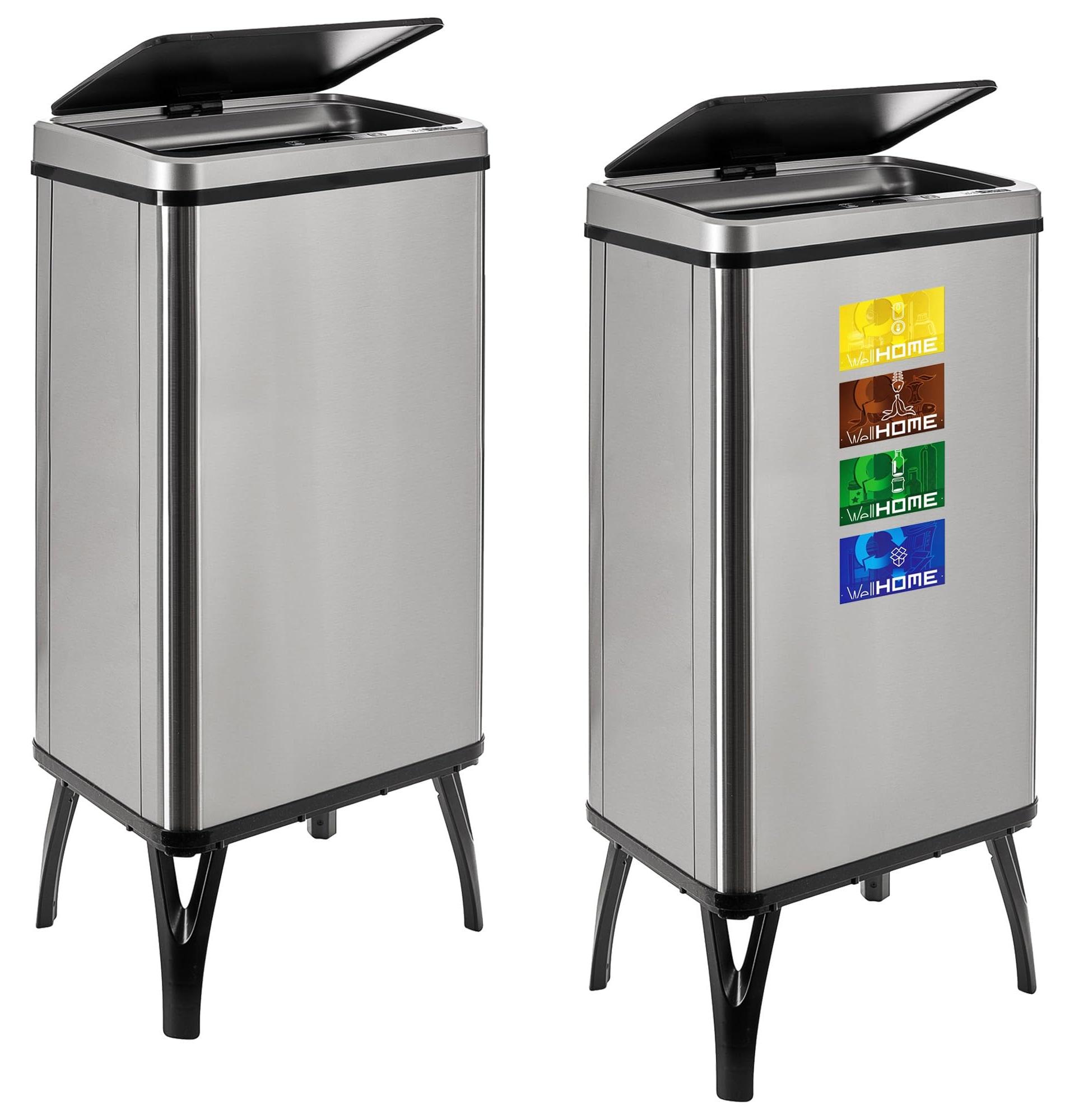 2er Set Sensor-Mülleimer 50 l, grau, 83,5 cm hoch