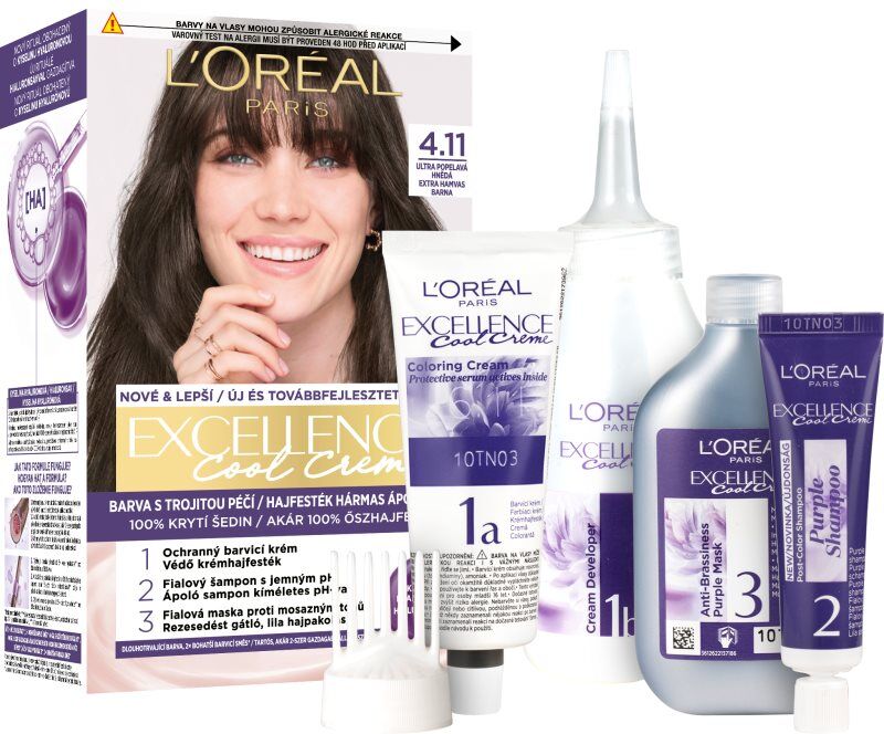L’Oréal Paris Excellence Cool Creme coloration cheveux teinte 4.11 Ultra Ash Brown 1 pcs