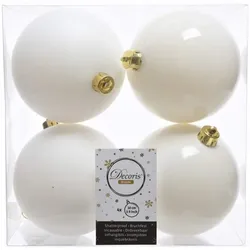 Christmas Decorations 4 Weihnachtskugeln 10cm Kunststoff Christbaumkugeln groß plastik elfenbein ivory