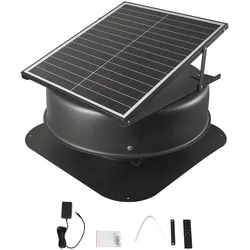 VEVOR Solarbetriebener Dachventilator, 42 W intelligenter Solar-Dachlüftungsventilator mit Thermostat, Fernbedienung, 79287 L/min Luftstrom, eingebauter bürstenloser Gleichstrommotor zur Kühlung