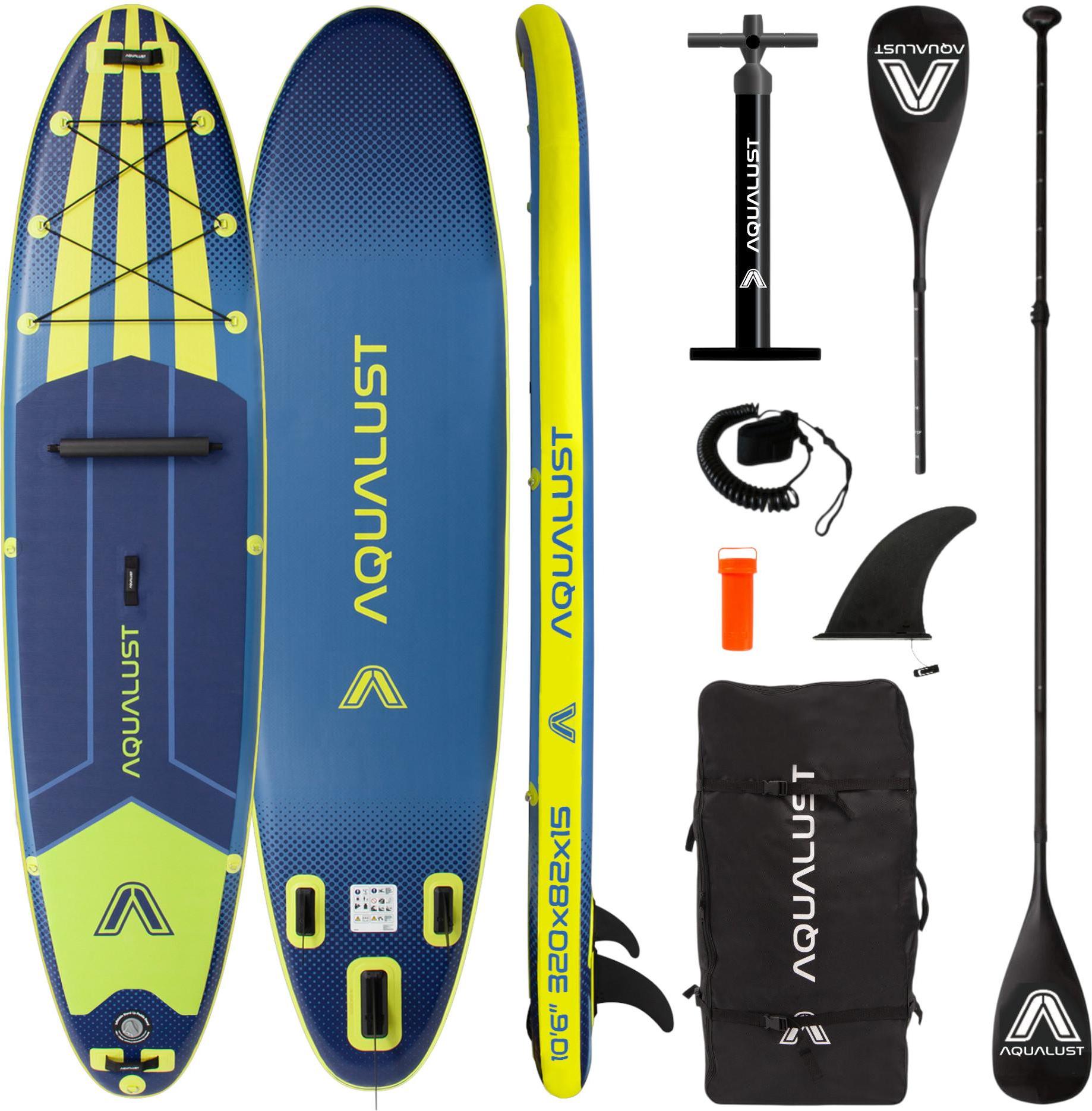 AQUALUST 10.6 iSUP Board Stand Up Paddle Surfboard aufblasbar Komplettset 320cm iSUP - Inhalt: Boardset+Kajakpaddel