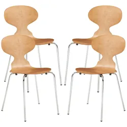 Helloshop26 - Set aus 4 modernen robusten Esszimmerstühlen in Walnuss-/Chromoptik