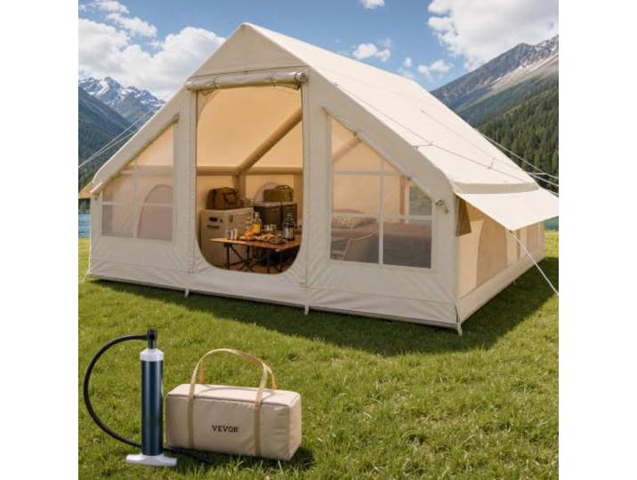 VEVOR Tente de Camping Gonflable Tente de Glamping 3 à 12 Personnes Oxford 300D Facile à Installer