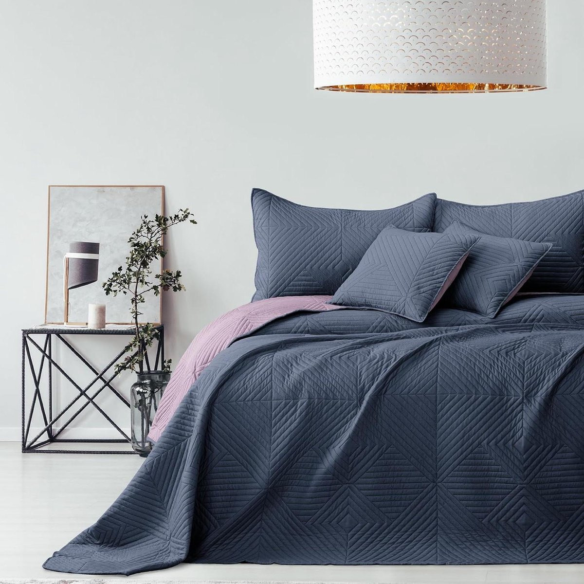 Dubbelzijdige bedsprei dekbed voor decoratie in antraciet lila, 240 x 260 cm