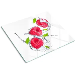 GLASPLATTE 60x52 cm Himbeere und Wasser