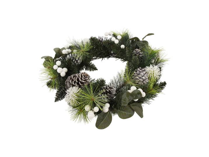 Mobili Rebecca Weihnachtskranz Grün 50/50/13 cm, Kunststoff, 13 cm, Dekoration, Weihnachtsdekoration, Adventskränze