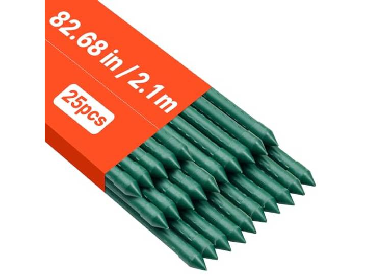VEVOR Tuteur Plante 2\,1 m Tuteur Plante Grimpante 25 PCS Tuteurs à Tomates Jardin pour Soutien Plantes Grimpantes Légumes Extérieur\, Métal Recouvert Plastique Extrémité Pointue Picots Antidérapants