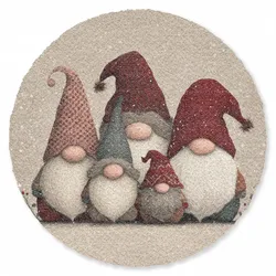 FUSSMATTE Wichtel - Weihnachten - Schnee - Zipfelmützen Türmatte 120x120 cm