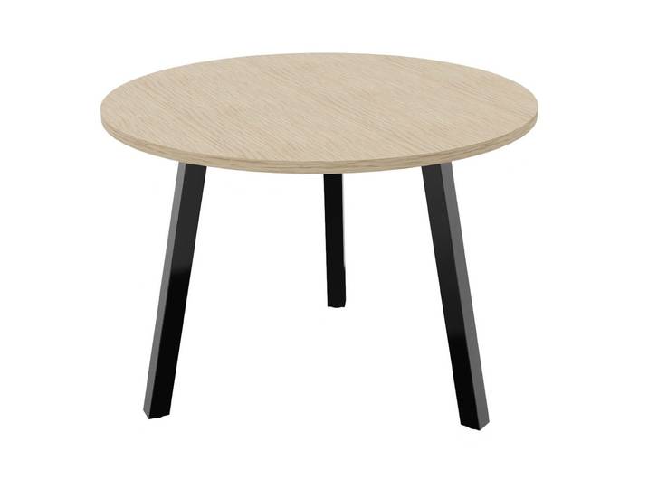 Table ronde 100 cm - 3 pieds trapèze métal Noir - Plateau Chêne