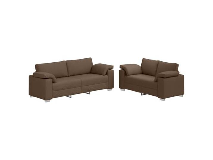 Makastle Sofa Couch 2er Set Braun Stoff
