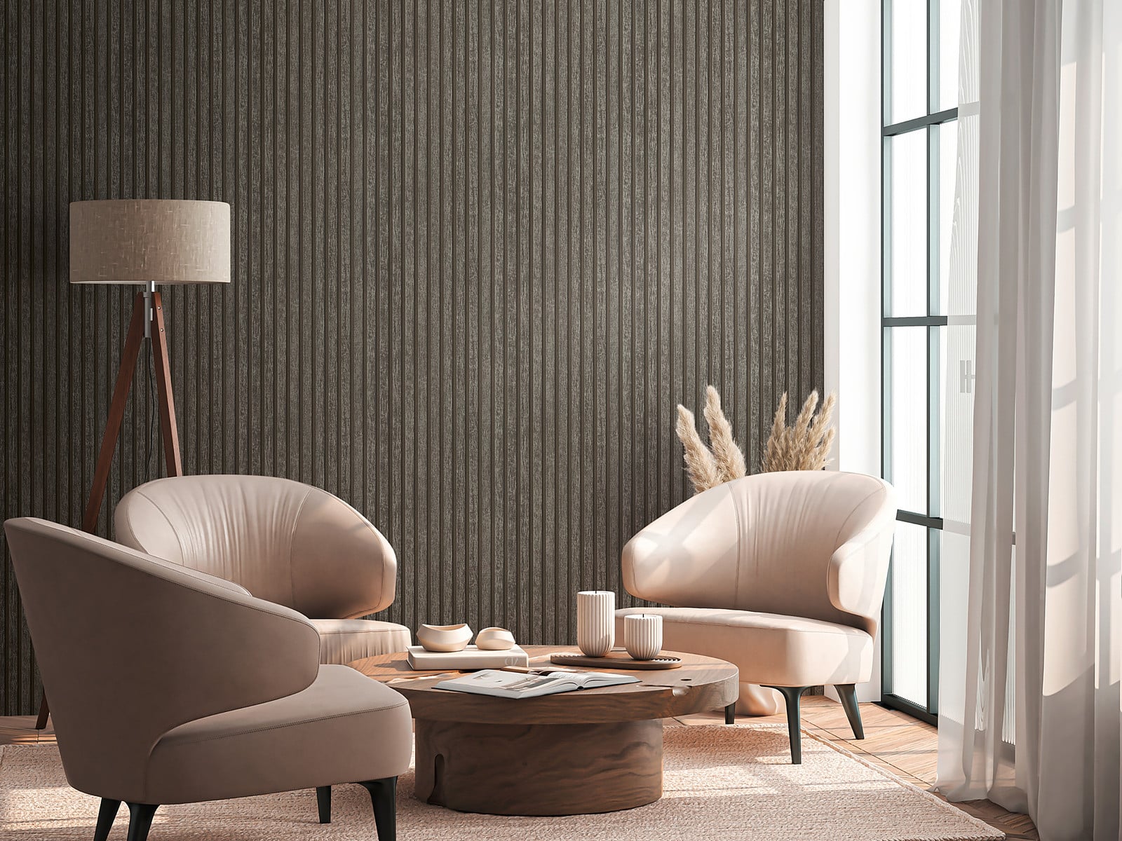 home24 Vliesbehang Urban Stripe zwart