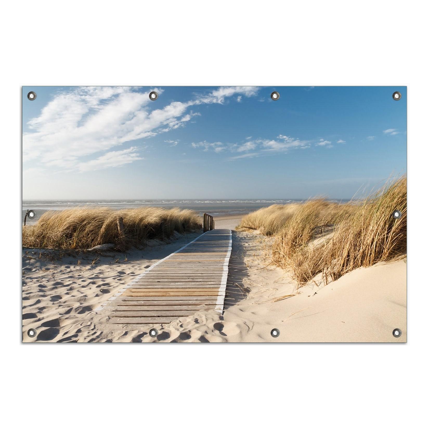 Wallario Gartenposter ca. 80 x 120 cm Auf dem Holzweg zum Strand