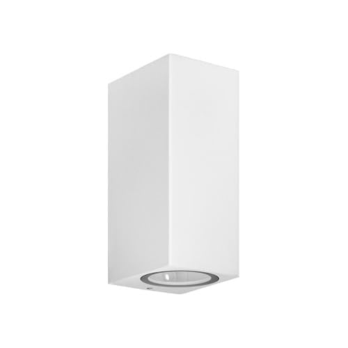 PRIOS Wandlamp buiten modern wit aluminium en glas 2-lichts H: 16 cm