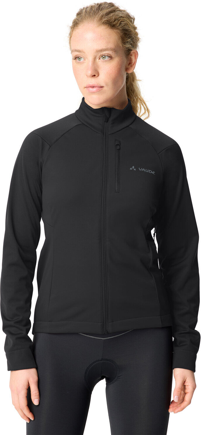 Softshelljacke VAUDE "WOMEN'S POSTA SOFTSHELL JACKET II", Damen, Gr. 40, schwarz, Obermaterial: 100% Polyester, Jacken Softshelljacke, für Radsport und Pendeln, mit Unterarmreißverschlüssen