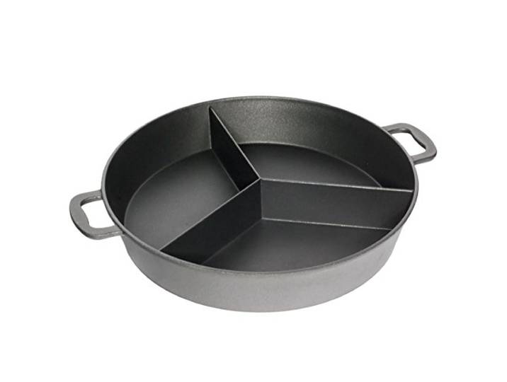 AMT Gastroguss Großraumpfanne/Grillpfanne für Garten und Profibereich, Ø 65 cm, 9 cm hoch, mit drei Stegen, nicht induktionsgeeignet, Lotan® Antihaft-Veredelung, Gusspfanne (Aluguss), AMZN-965-3S