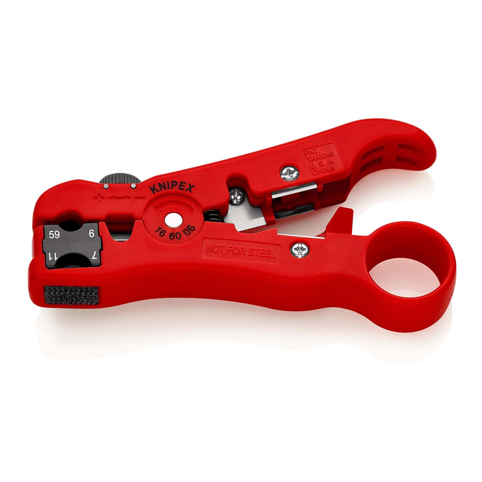 KNIPEX 16 60 06 SB Abisolierwerkzeug für Koaxial- und Datenkabel 125 mm)