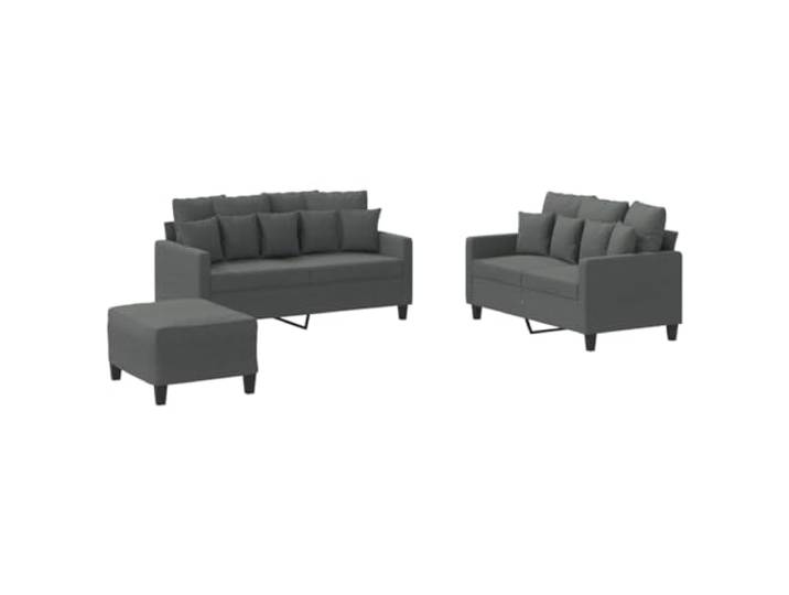 Todiikf 3-teilige Sofagarnitur mit Kissen Dunkelgrau Stoff Couch Set Gemütliches Polstermöbel Set mit Hocker und Weichen Kissen für Wohnzimmer Entspannung und Flexibles Sitzen.