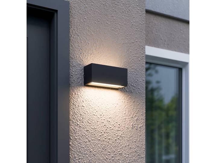 Außenwandleuchte BENTE Lucande, dimmbar, schwarz, Aluminium, Modern