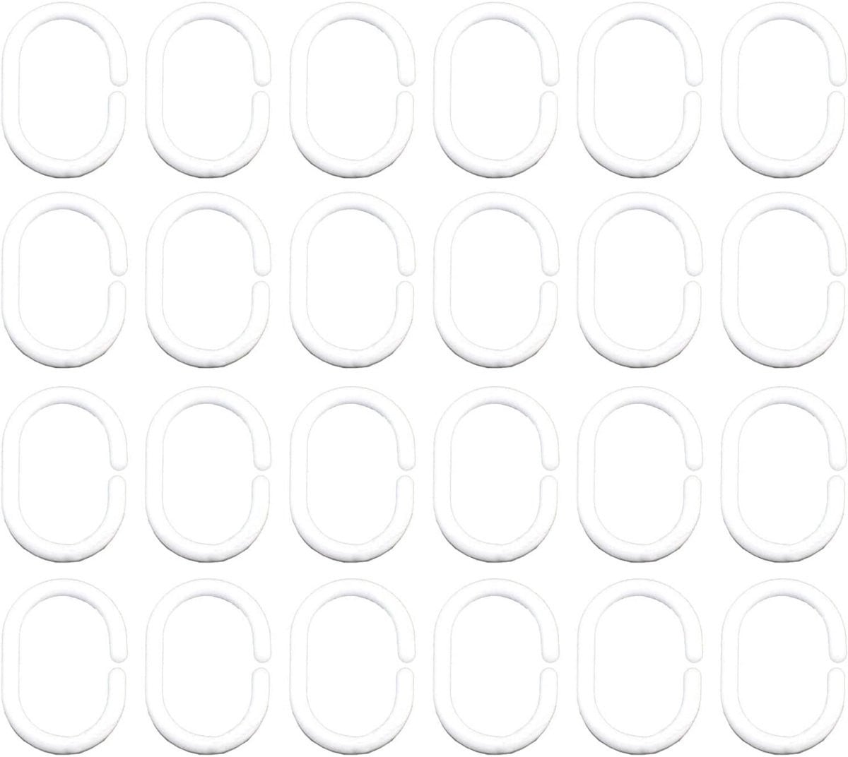 EXCITAT Douchegordijnringen - 24 stuks C-vormige plastic douchegordijnhaken