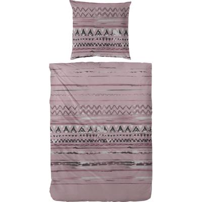 Bettwäsche PRIMERA "Mako-Satin-Bettwäsche Ethno", rosa (altrosa, rosenholz), B/L: 155cm x 220cm, 1 Stk., 1 Stk., Mako-Satin, B/L: 80cm x 80cm, 2 Stk., Mako-Satin, Obermaterial: 100% Baumwolle, Bettwäsche, Bettwäsche, Mit einem grafischen Muster