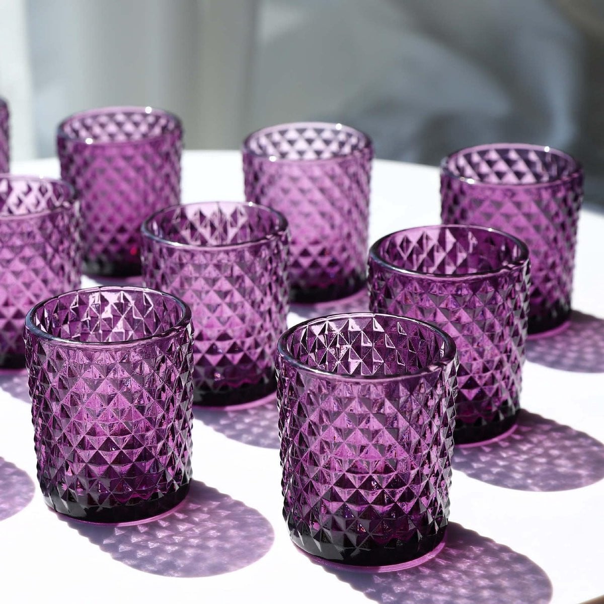 Woho Set van 12 Paarse Glazen Votive Kaarsenhouders voor Halloween Decoratie