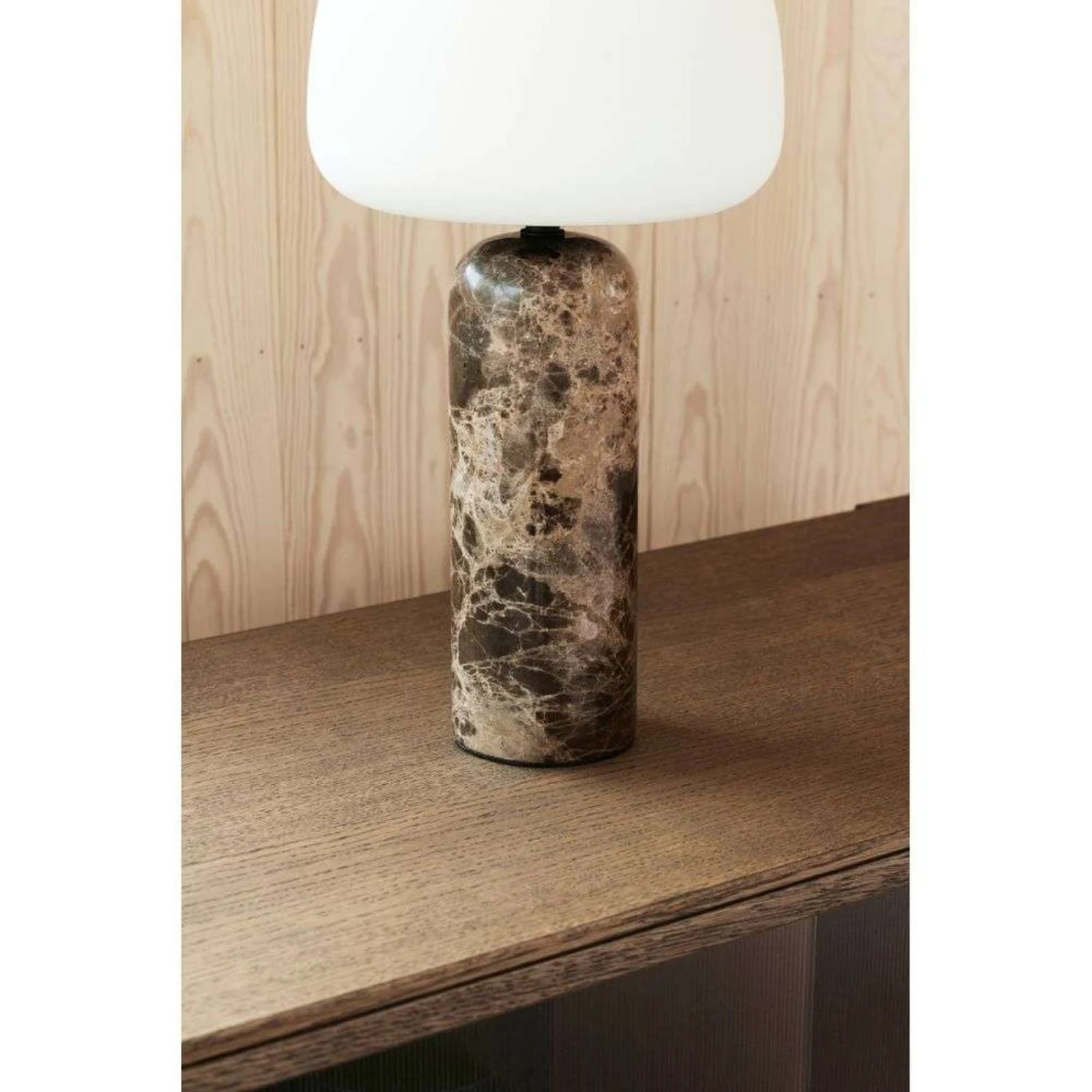 Northern Kin Tafellamp met Bruin Marmer en Glas, Hoogte: 40 cm