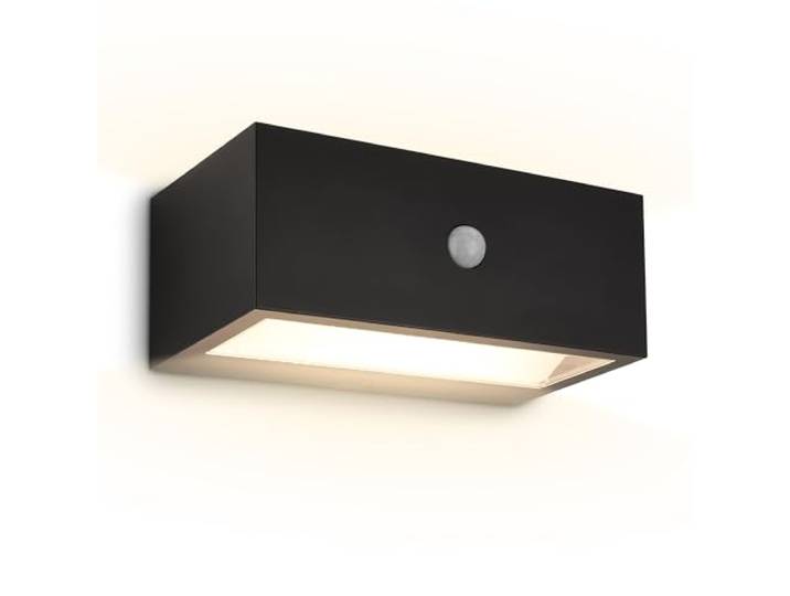 BRILONER - Wandleuchte aussen mit Bewegungsmelder, Kabellos, Dimmbar, IP44 Spritzwasserschutz, Aussenlampe Wand, Wandlampe Akku, Außenlampe, Wandleuchte ohne Stromanschluss, 18,5x9,5x7,5 cm, Schwarz