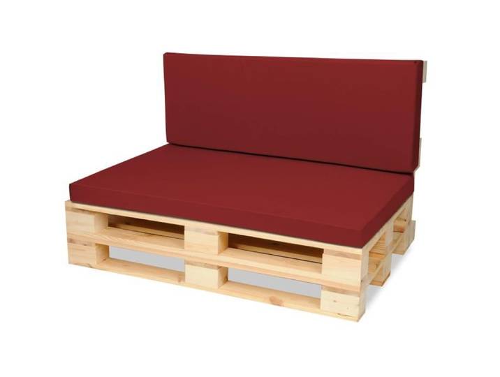 Matelas Coussin Dossier pour Palette Canapé 120x80 cm et Appui 120x40 - Rouge foncé - SuperKissen24