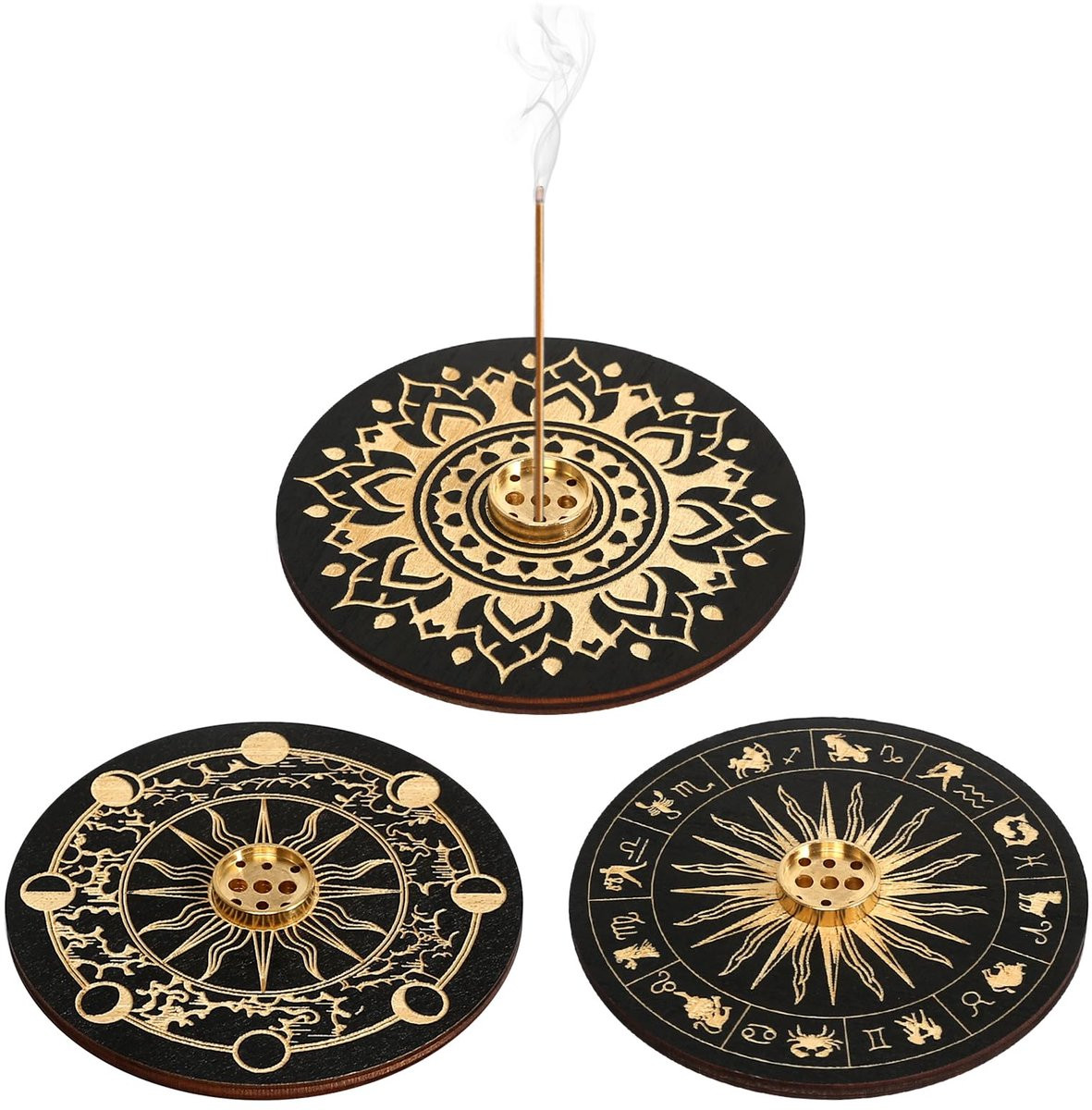 Dailygoods Incense Stick Holder Set - 3 Stuks Zwarte Incenshouder voor Decoratie