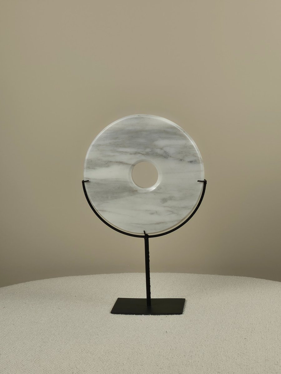 Blitzdeco Anna Marmeren Schijf op Standaard - Wit - Diameter: 20 cm