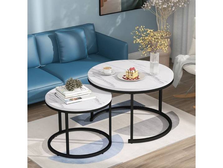 Lot 2 Tables Basses Rondes Gigognes Salon Design Moderne