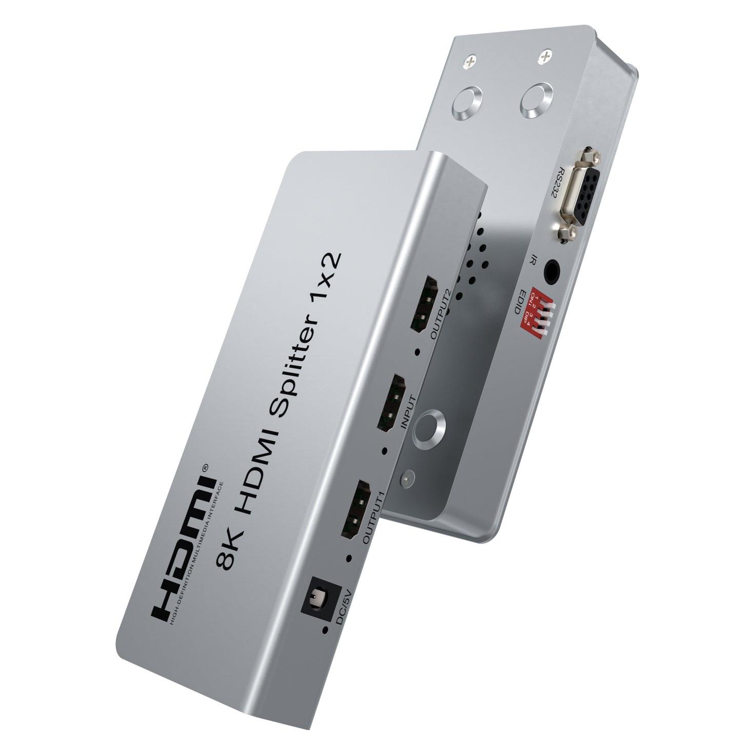 PremiumCord HDMI 2.1 splitter 1-2 porty, 8K@60Hz, 4K@120Hz, 1080p, HDR (khsplit2p)