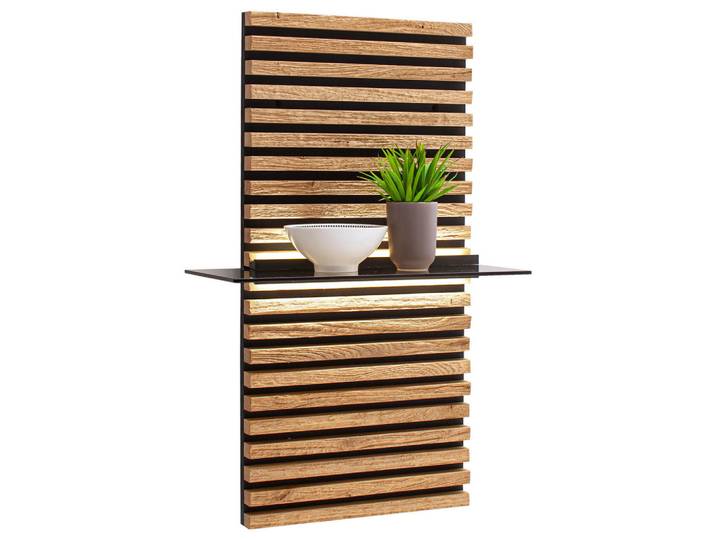 Schöner Wohnen Wandpaneel, Eichefarben, Holz, Glas, Kerneiche, furniert, 48x78x24 cm, Holzmöbel, Wohnwände Holz, Wohnwand Serien Holz