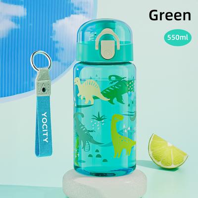 Uplifted Trends Portable Leakproof Cartoon Water Bottle With Strap For Kids green