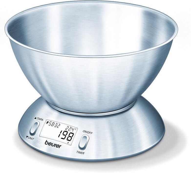 Küchenwaage BEURER "KS 54 Silber", silber (silberfarben), Edelstahl, Küchenwaagen, Küchenwaage silberfarben Einheitsgröße