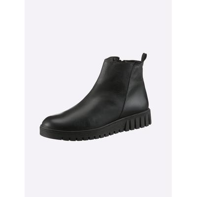 Stiefelette HEINE, Damen, Gr. 39, schwarz, Glattleder, Leder, Schuhe Stiefelette