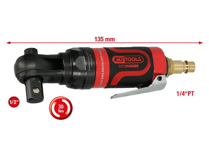 KS Tools 1/2\ SlimPOWER mini-cliquet de commutation à air comprimé 30Nm\, 515.5515