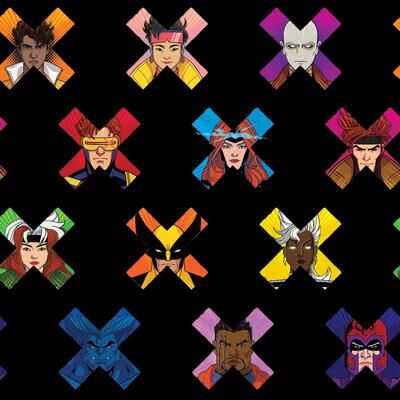 Roommates Marvel's X-MEN '97 Faces Black Peel and Stick Wallpaper