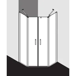 Kermi Pega Fünfeck-Duschkabine PEF4309020VZK 90x90x200cm, silber hochglanz ESG SR Arena C Clean