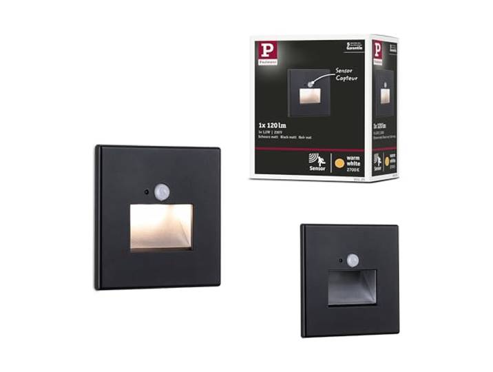 Paulmann Edge encastrés spécial mur carré LED 1x1\,2W 230V Détecteur de proximité Noir 93135