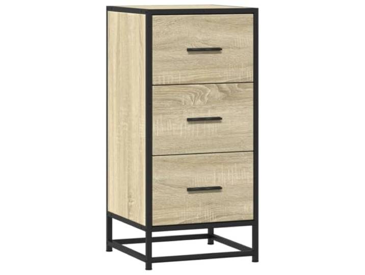 KKgypkn Sideboard Sonoma-Eiche 35,5x35x76 cm Holzwerkstoff Metall 3 Schubladen, 1 Tür, Industriestil, Korrosionsbeständig, Stauraum für Geschirr