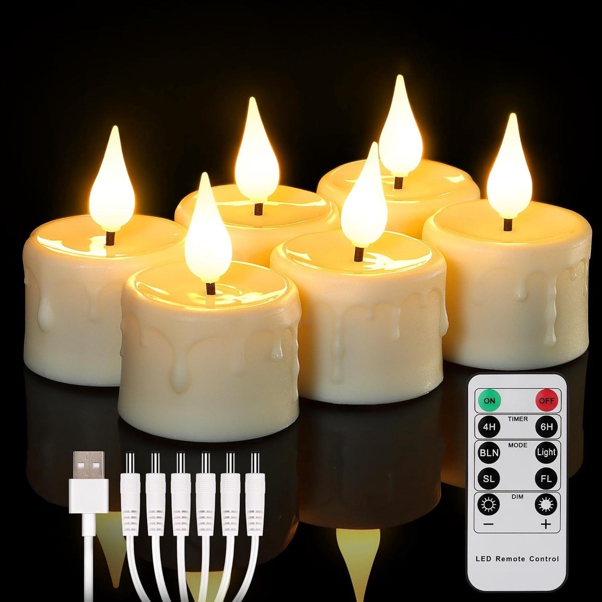 Oplaadbare LED Theelichten met Timer en Afstandsbediening - Warm Wit, Dimbaar, Elektrische Kaarsen voor Decoratie
