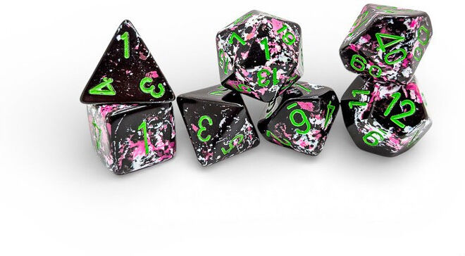 CHESSEX - Set de 7 dés Brush Paintball / Green