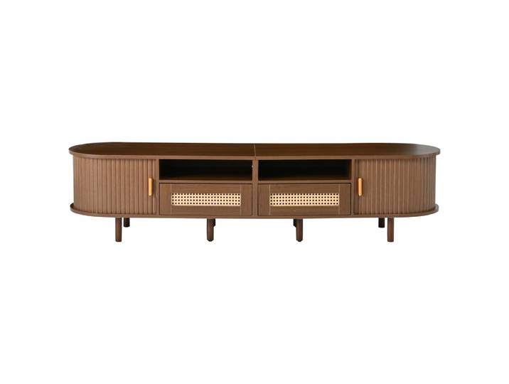 Meuble tv ovale à 2 tiroirs, 170 cm, chêne foncé