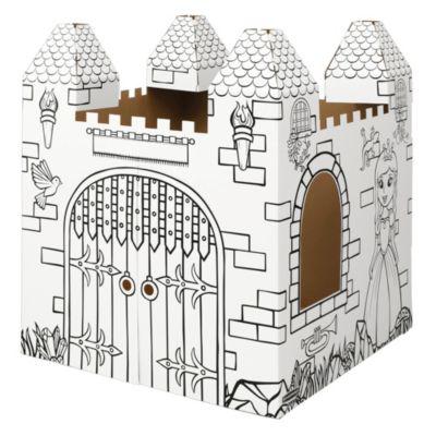 Bankers Box XL Burg, Pappburg zum Ausmalen und Spielen, FSC-Karton, werkzeugfrei aufbauen, 940 x 1088 x 940 mm, ab 3 Jahren, weiß