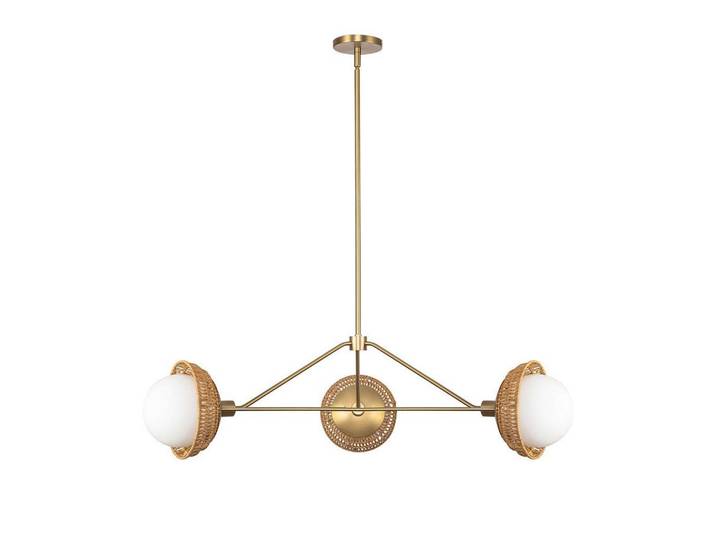 Elstead Lighting Kronleuchter, Goldfarben, Holz, Metall, Glas, Rattan, 26.7 cm, höhenverstellbar, Lampen & Leuchten, Innenbeleuchtung, Kronleuchter