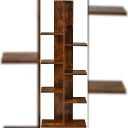 COSTWAY Baumförmiges Bücherregal, Stehregal mit 8 Fächern, Büroregal, Freistehend, Aufbewahrungsregal, Deko-Regal